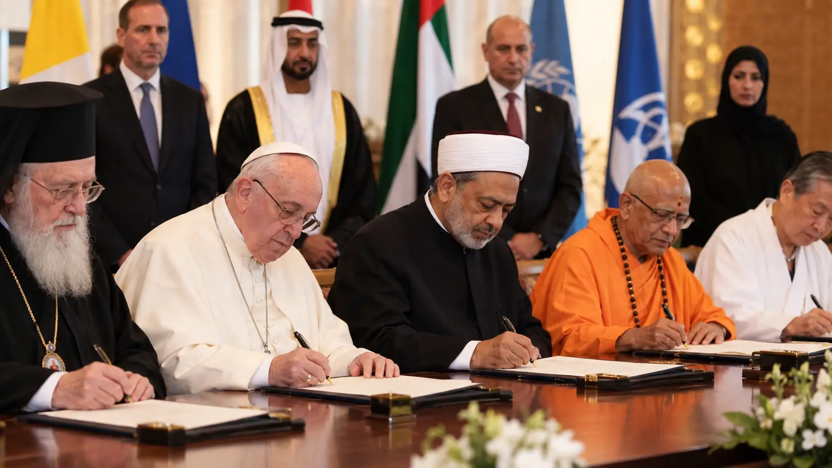 Representatives at a formal institutional signing ceremony